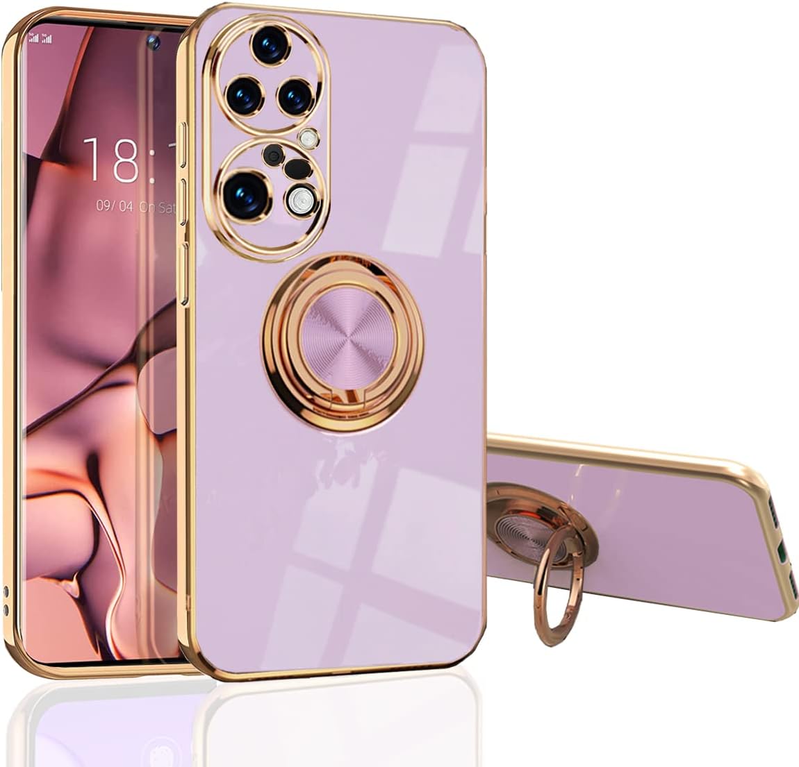 Funda para Huawei P50 Pro con soporte de 360 Tecnología de galvanoplastia Soporte magnético para coche, cubierta de protección delgada compatible