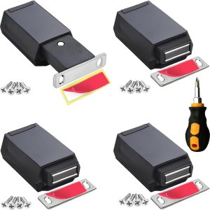 CBRIVE – Paquete de 4 herrajes magnéticos resistentes para gabinete, pestillo y bloqueo para puertas ocultas táctiles e imán de liberación de empuje CBRIVE – Paquete de 4 herrajes magnéticos resistentes para gabinete, pestillo y bloqueo para puertas ocultas táctiles e imán de liberación de empuje