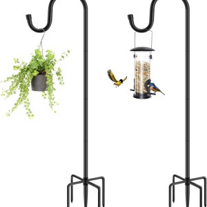 MIUVIBENI Ganchos de pastor de 60 pulgadas para exteriores, poste de comedero de pájaros de jardín resistente para colgar comederos de pájaros, MIUVIBENI Ganchos de pastor de 60 pulgadas para exteriores, poste de comedero de pájaros de jardín resistente para colgar comederos de pájaros,