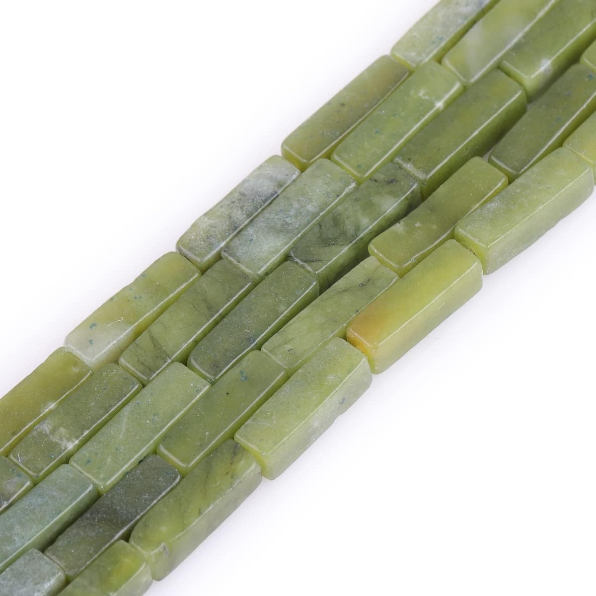 GEM-Inside – Tubo cuadrado rectangular de jade de nefrita verde natural de 0.157 x 0.512 in, cubo de columna cuboide, cuentas de piedra de chakras