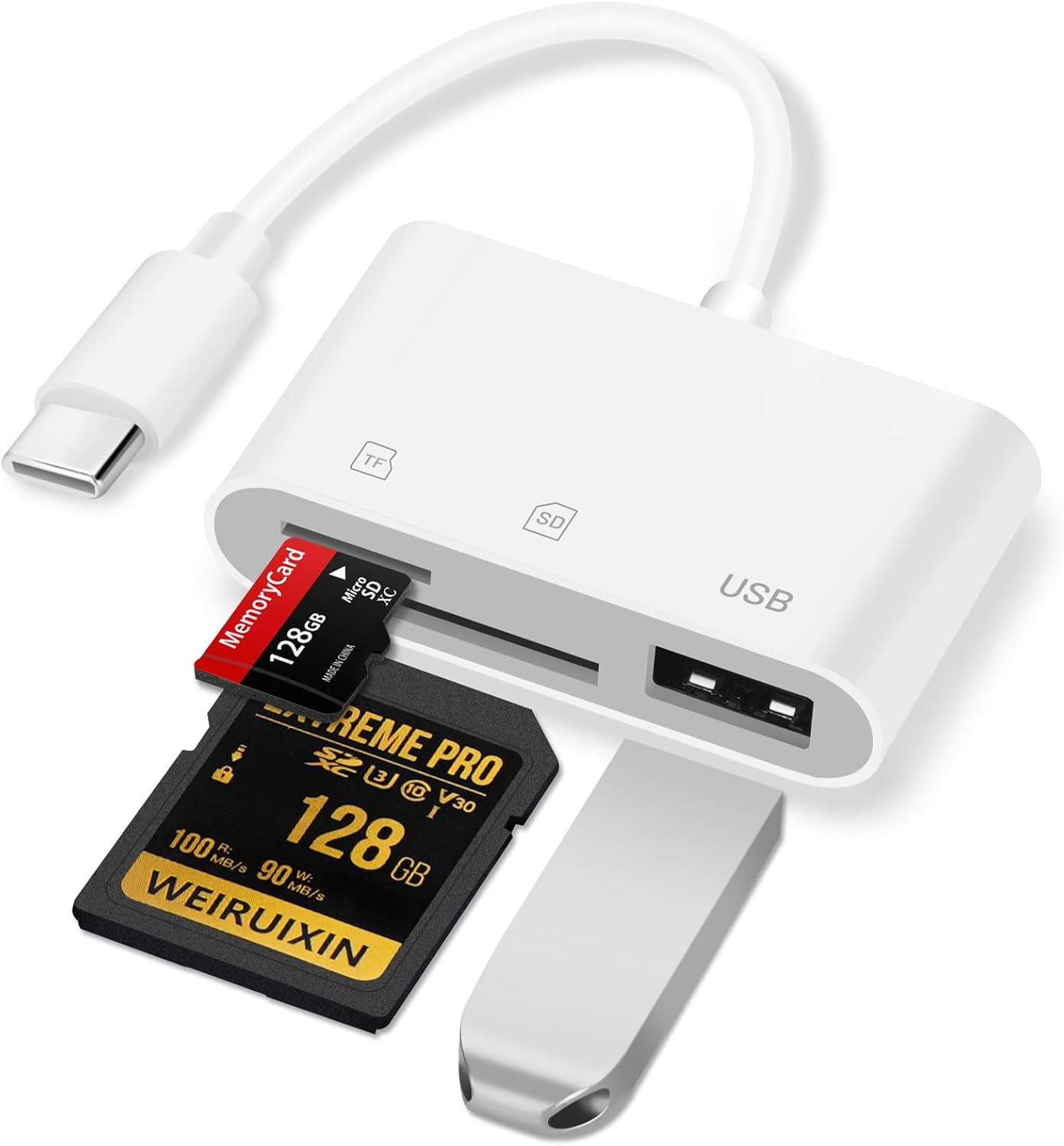Lector de tarjetas USB C a SD, adaptador de tarjeta SD con SD MicroSD USB3.0 3 en 1, visor de cámara digital Plug and Play, lector de tarjetas de