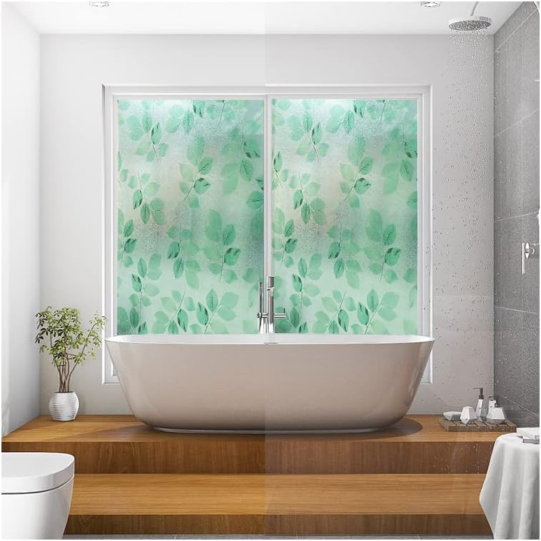 LAVOUP Película para ventana, no adhesiva, 3D, decorativa, colorida, para ventana, para baño, sala de reuniones y dormitorio, 17.5 x 157.4 pulgadas