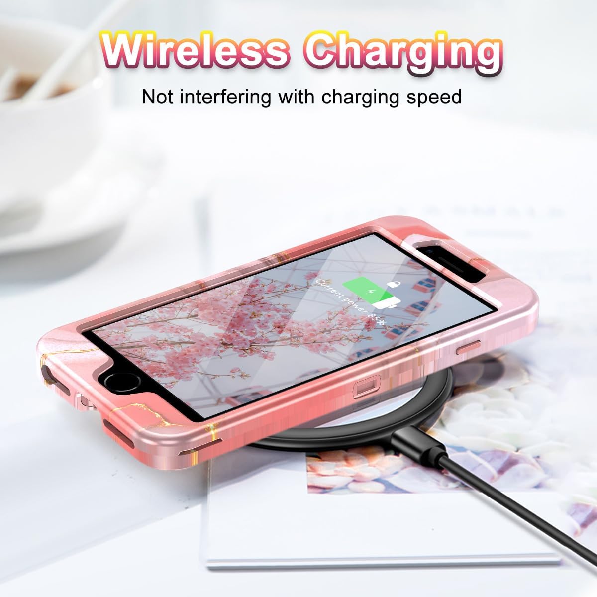 CASEFIV Funda para iPhone 8 Plus, iPhone 7 Plus, iPhone 6 Plus, iPhone 6s Plus, funda para iPhone 6s Plus, mármol resistente a prueba de golpes,
