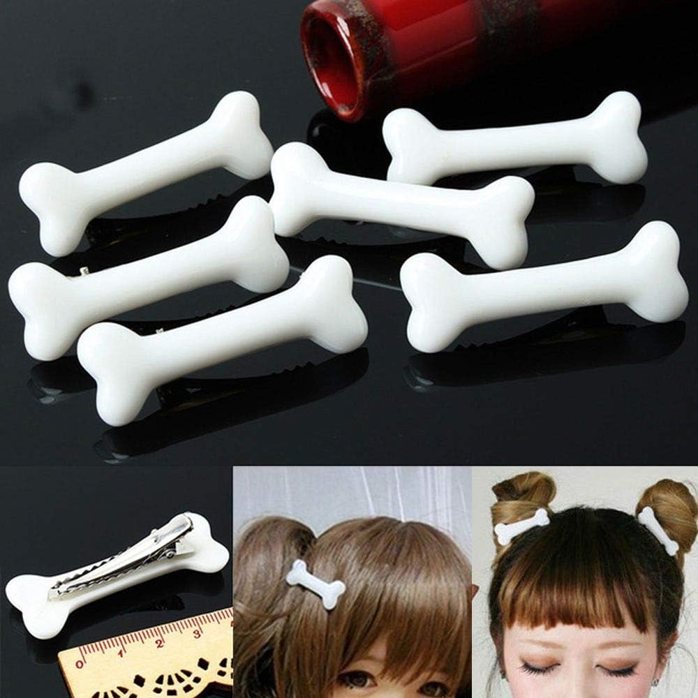 2 pinzas para el pelo de hueso de perro blanco, horquillas para el cabello, pinzas para el pelo, estilo punk, personalidad, para mujer, encantador,