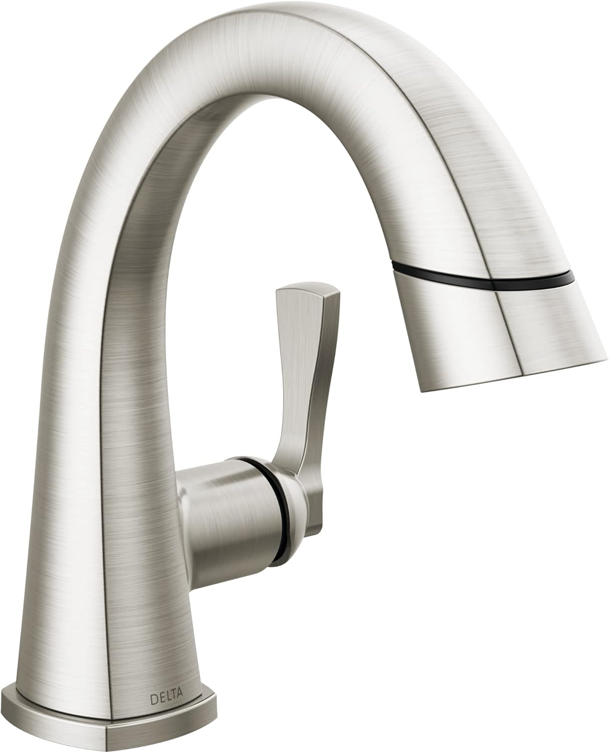 Delta Faucet Stryke Lumicoat – Grifo de baño extraíble, grifo de baño de níquel cepillado de un solo orificio con rociador extraíble, grifo de