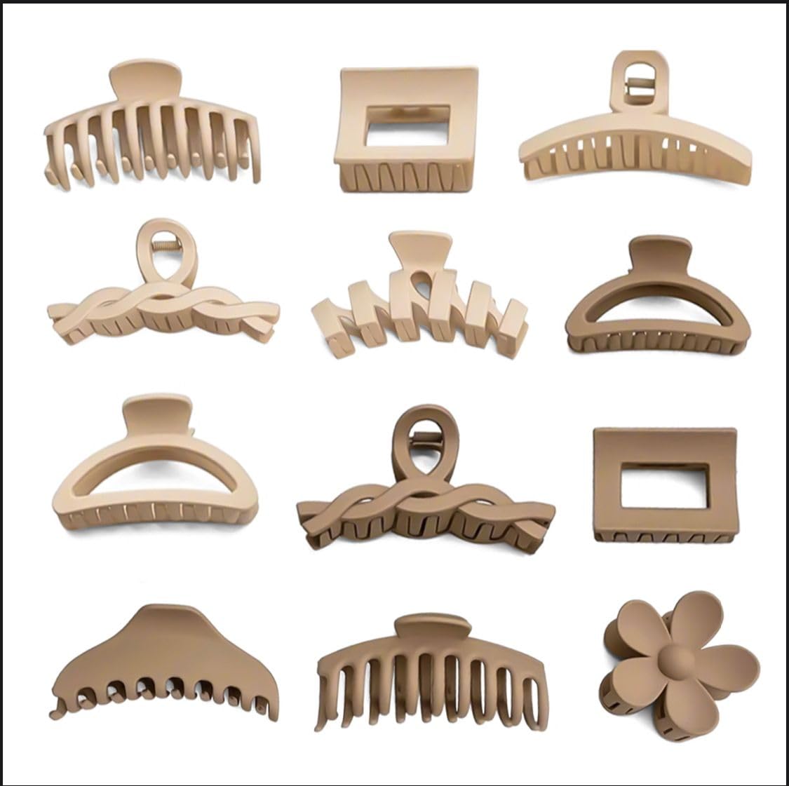 Paquete de 12 pinzas para el cabello para mujer, pinzas grandes de 4.4 pulgadas para cabello fino y grueso, pinzas de pelo de garra neutra grande,