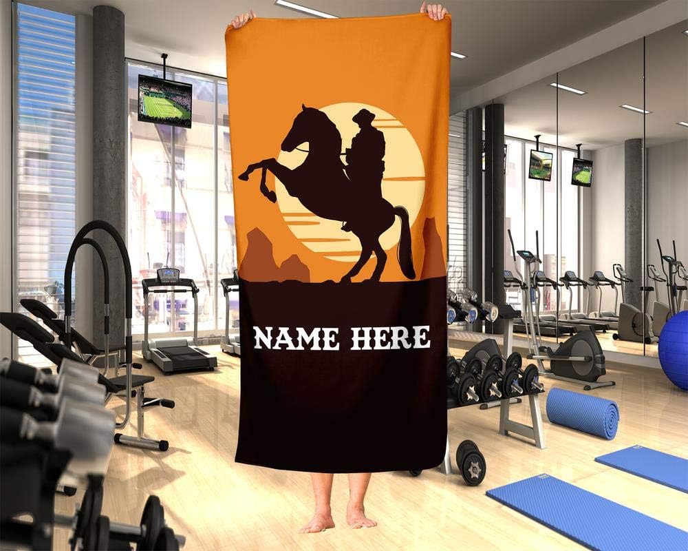 Toalla de vaquero y caballo personalizada extragrande para niños, toallas de viaje personalizadas de gran tamaño para playa, piscina y baño para