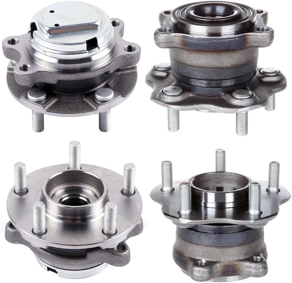 SCITOO 4 unidades de cojinete de rueda delantera y trasera 513334 512379 para Nissan 370Z 2009-2013 WABS 5 lengüetas