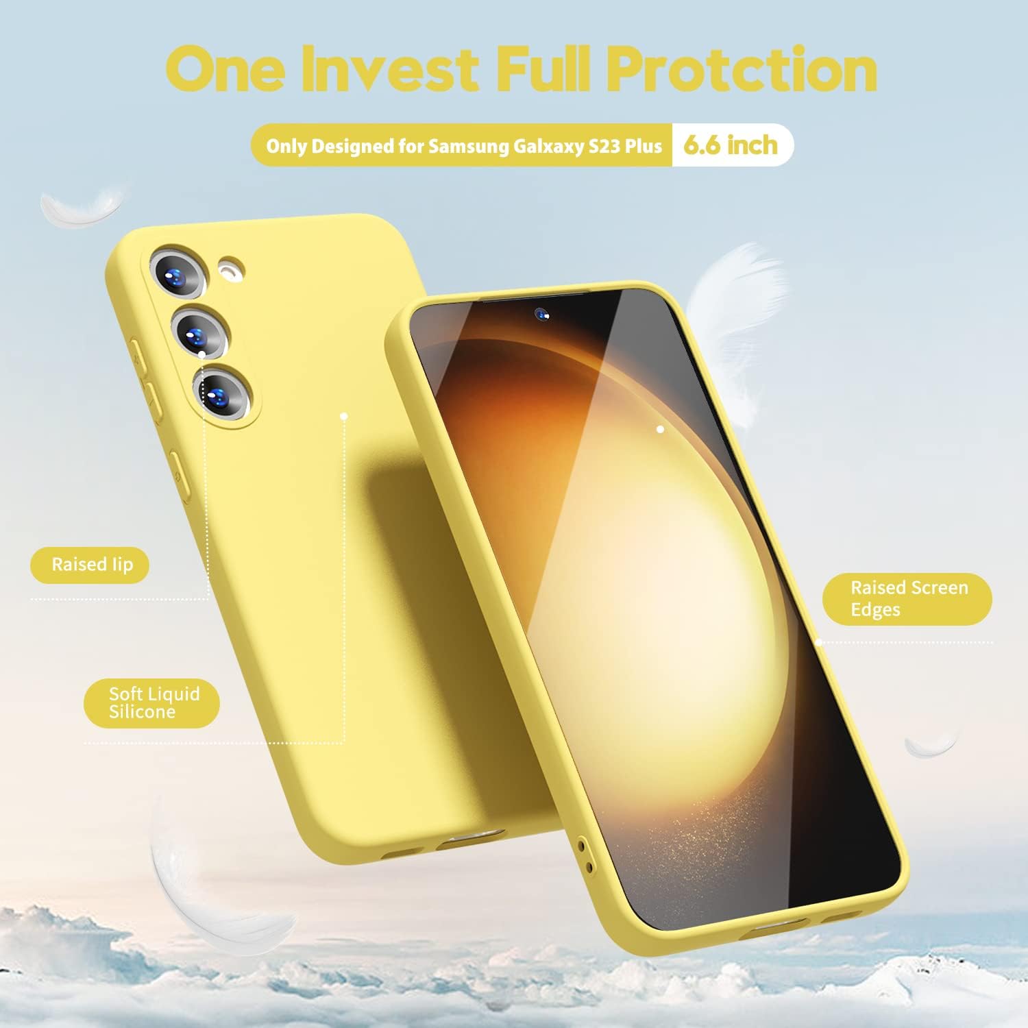 oakxco Funda para teléfono Samsung Galaxy S23 Plus con agarre de silicona líquida, bonita funda de gel suave de goma TPU suave para mujeres y niñas,