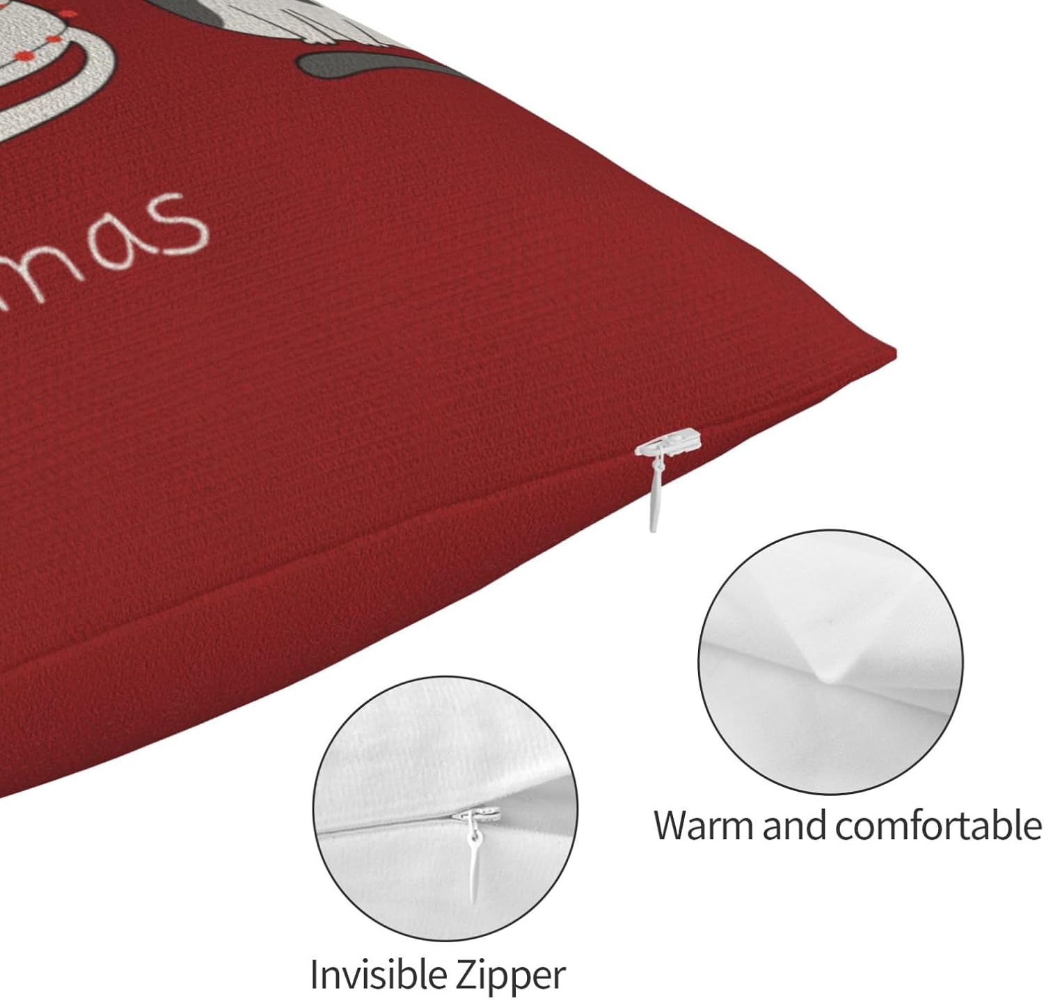 Juego de 2 fundas de almohada de Navidad de 12 x 20 pulgadas, lindas fundas decorativas de invierno de lino, color rojo, fundas de almohada de