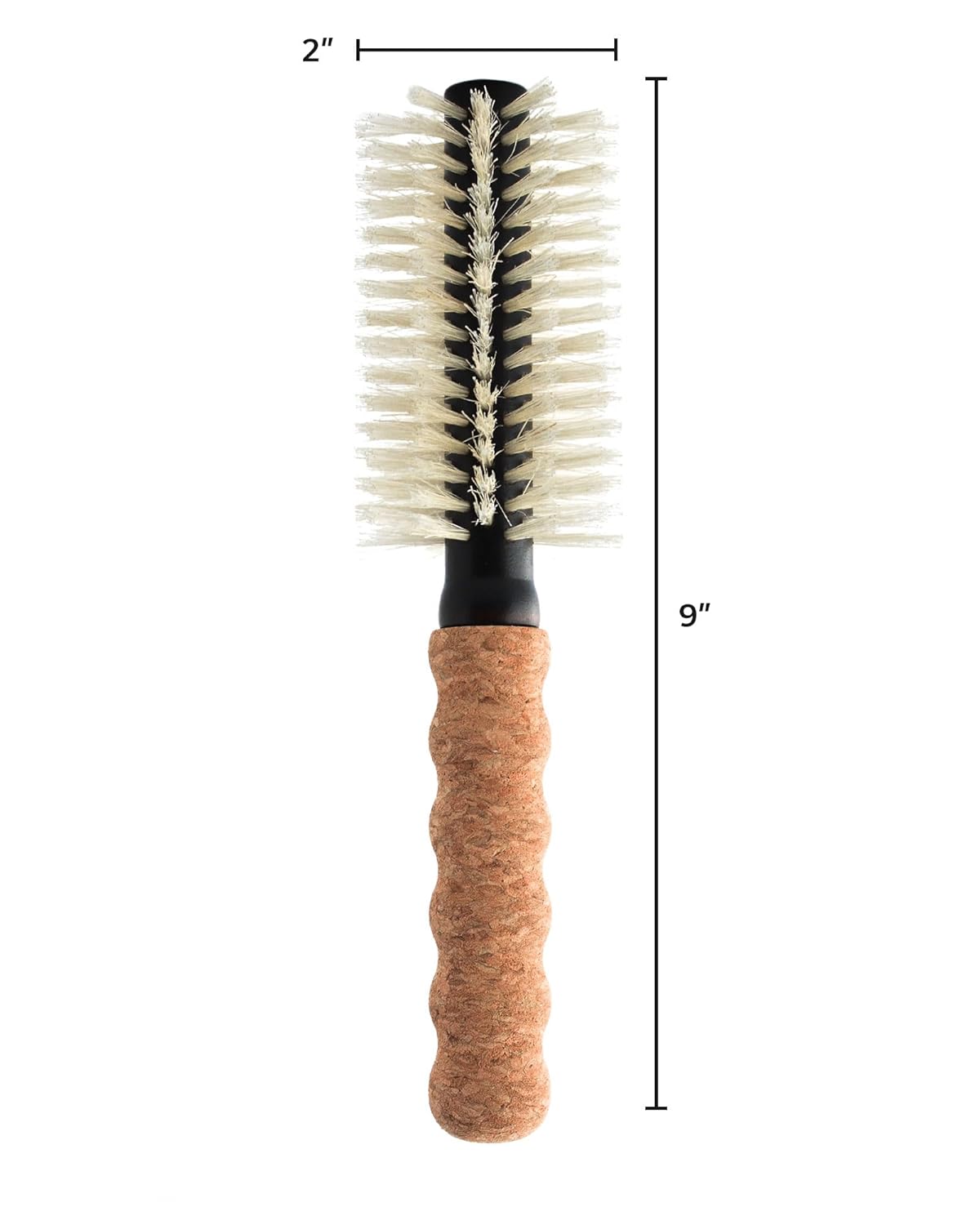 Cepillo de pelo de cerdas de jabalí de nailon, cepillo redondo para secado por soplado, cepillo de soplado de barril pequeño de 2 pulgadas, cepillo