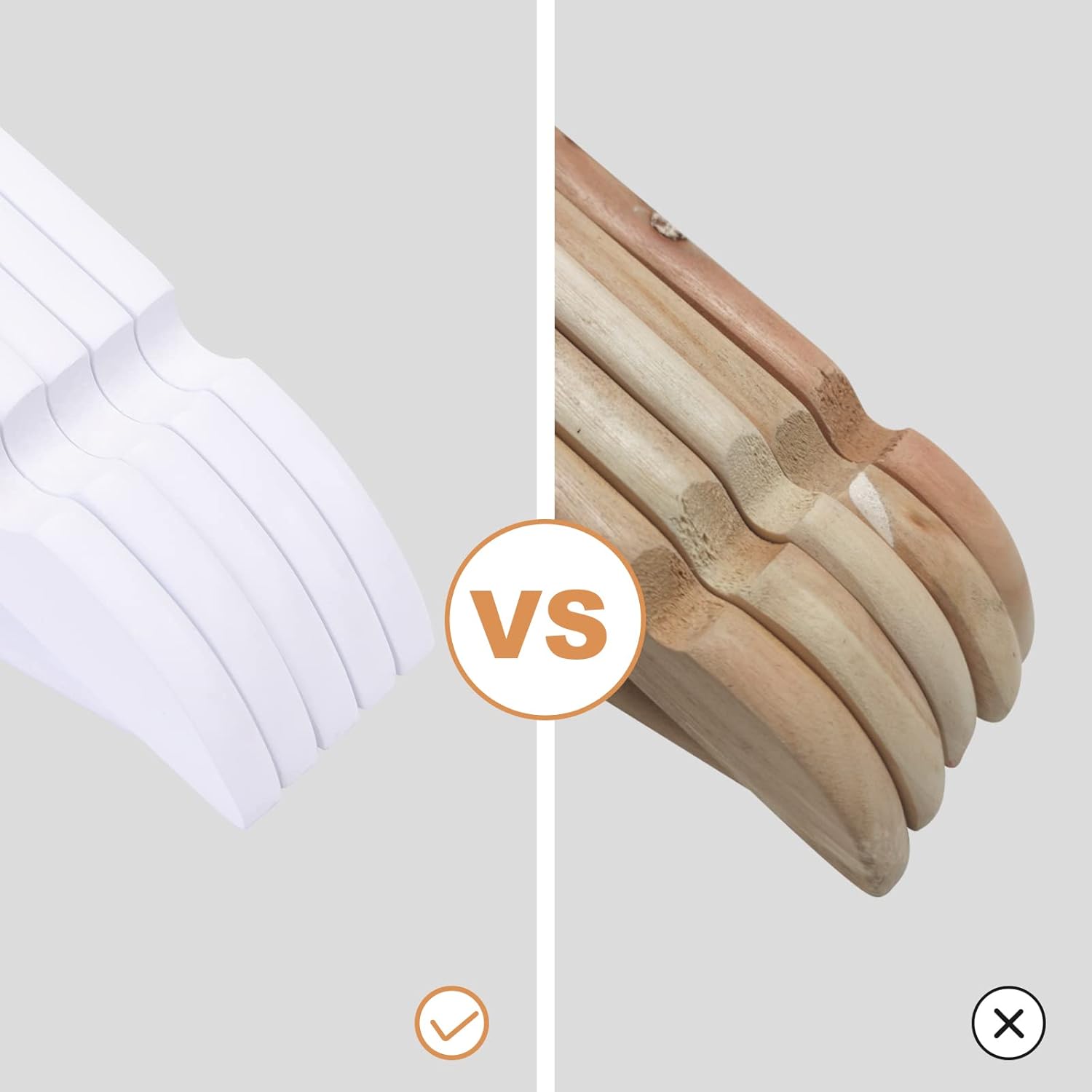 ELONG HOME Paquete de 20 perchas de madera con acabado extra suave, muescas cortadas con precisión y gancho giratorio cromado, perchas de madera