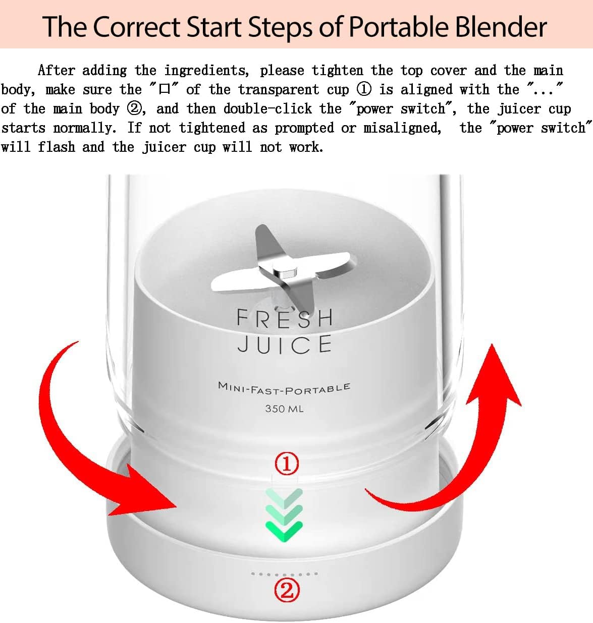Licuadora portátil, licuadora de tamaño personal, licuadora USB alimentada por batería, con cuatro cuchillas, mini botella de viaje para jugos,