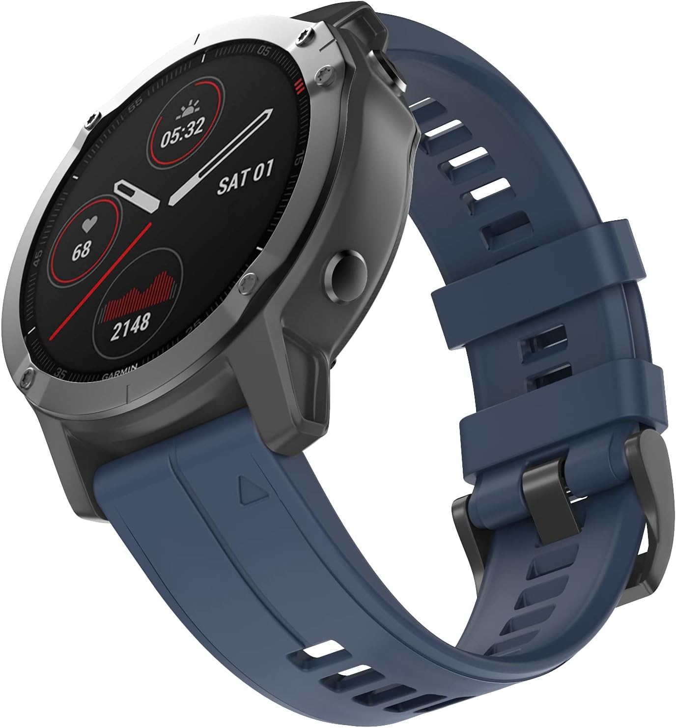 OVERSTEP Correa de reloj compatible con Garmin Fenix 5, bandas de silicona suave de 0.866 pulgadas para reloj inteligente Fenix 6Fenix 7Fenix 5