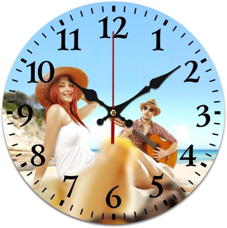 Reloj de pared de madera, reloj de pared personalizado con foto, reloj de pared personalizado, silencioso, sin tictac, relojes de pared de diseño