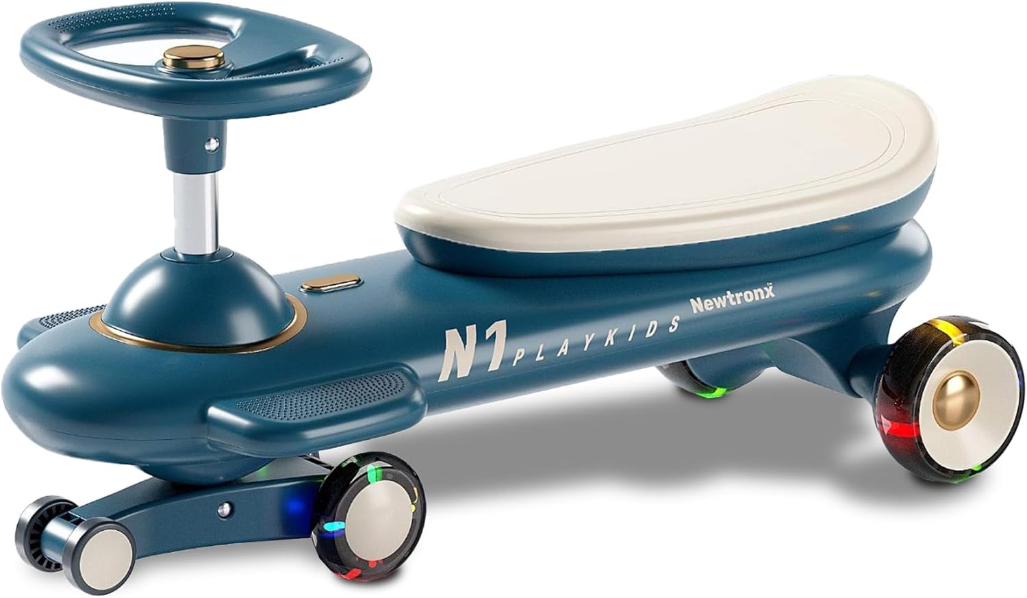 Newtronx N1 Wiggle Car para niños, auto oscilante, juguete de montar con ruedas LED intermitentes, sin baterías, utiliza giro, giro, movimiento de