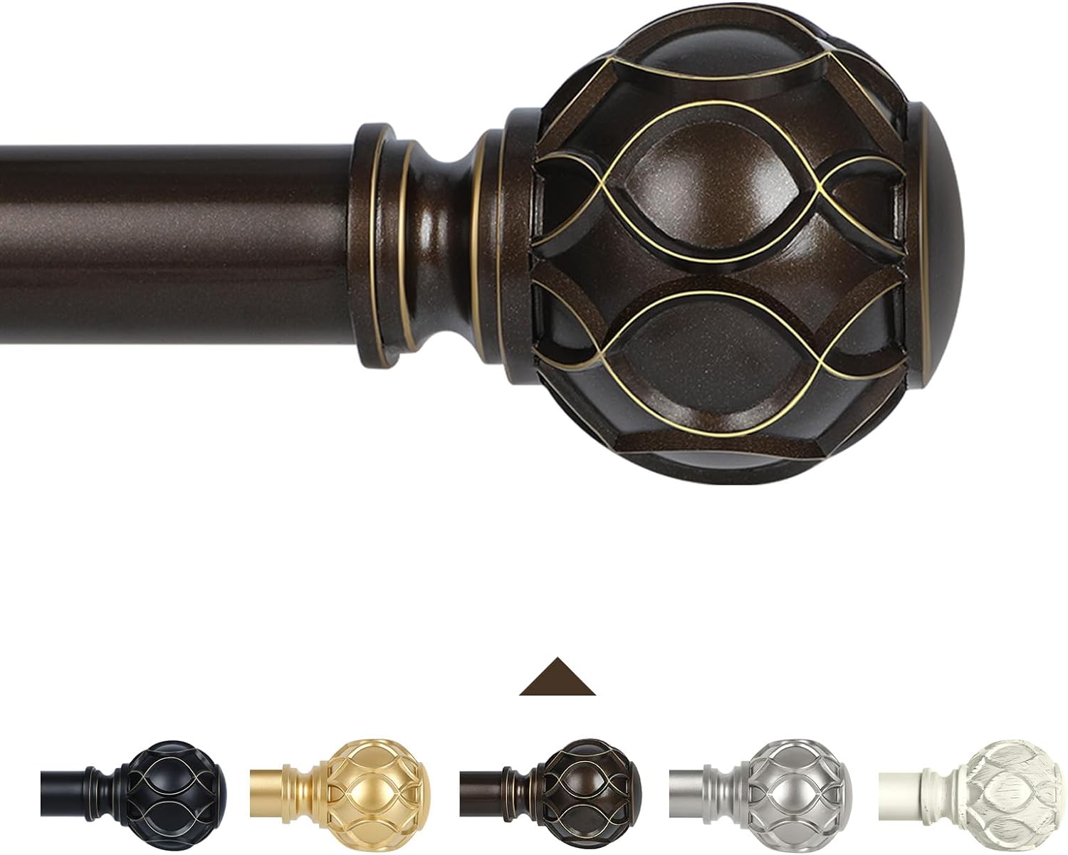 Cortineros de bronce para ventanas de 28 a 48 pulgadas (2,3-4 pies), ajustable de 1 pulgada, resistentes, con remates de textura de red, de una sola