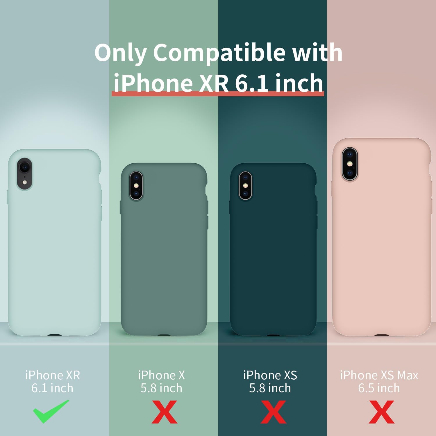 Cordking Funda para iPhone XR, funda de silicona ultra delgada a prueba de golpes con forro de microfibra suave antiarañazos, 6.1 pulgadas, color