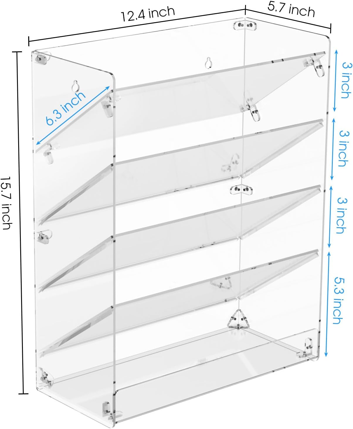 MaxGear Organizador de archivos de pared colgante, soporte de archivo de pared de acrílico transparente de 5 niveles, organizador vertical de correo