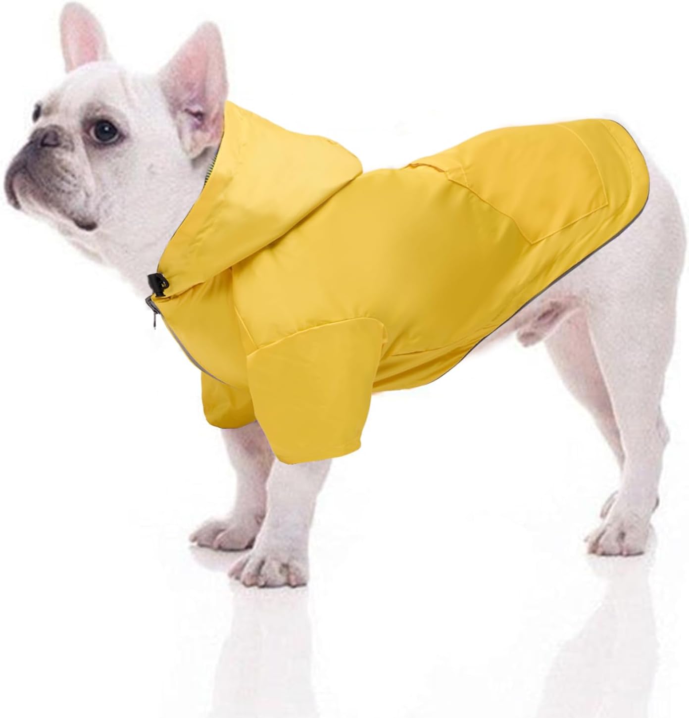 Impermeable para perro, chaqueta impermeable para cachorros, con patas y capucha para perros pequeños y medianos, poncho reversible con cremallera