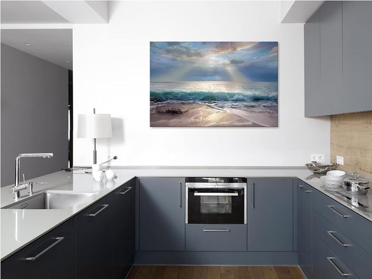 Arte de pared de playa, olas del océano, cuadros impresos en lienzo, pintura de paisaje marino para decoración de casa de playa, regalo de