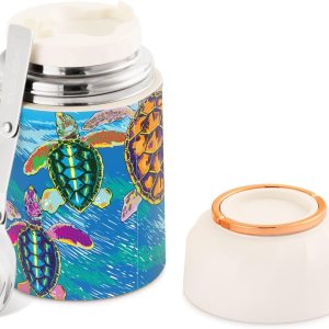 Little Sea Turtles Termo para comida caliente, 17 onzas, termo aislado para alimentos con cuchara plegableasa, contenedores de almacenamiento de Little Sea Turtles Termo para comida caliente, 17 onzas, termo aislado para alimentos con cuchara plegableasa, contenedores de almacenamiento de