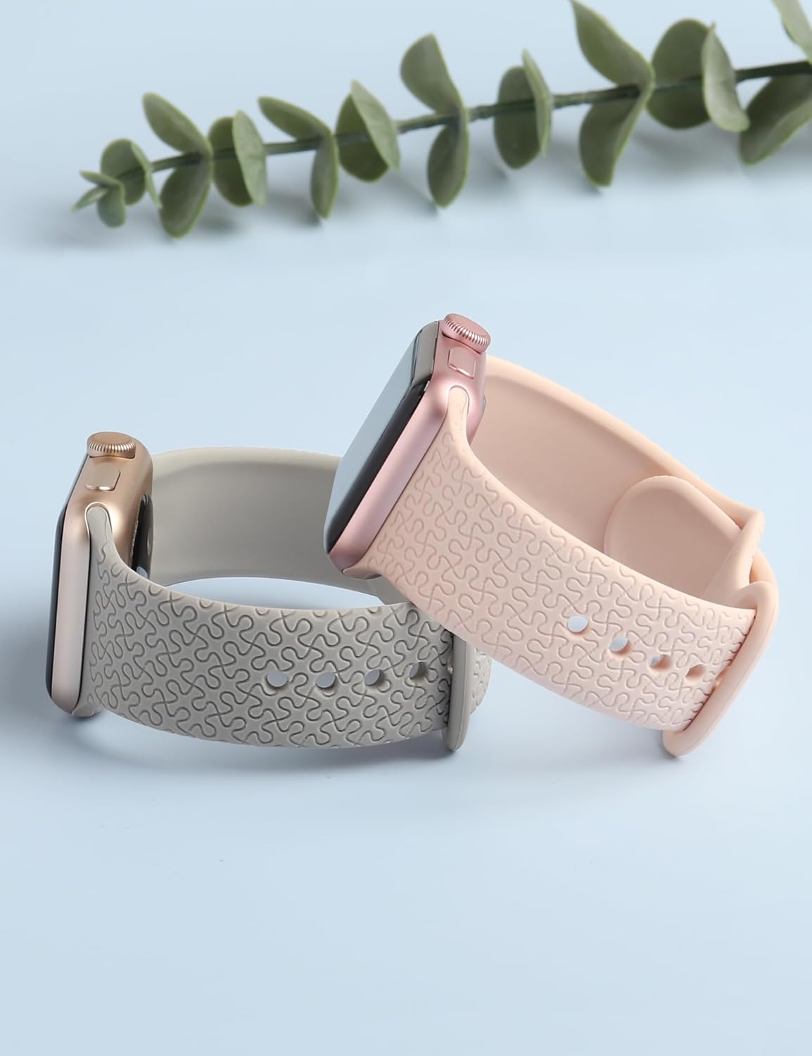 Paquete de 2 correas de repuesto con diseño de rompecabezas grabadas divertidas compatibles con Apple Watch Band de 1.496 in 1.575 in 1.614 in 1.654
