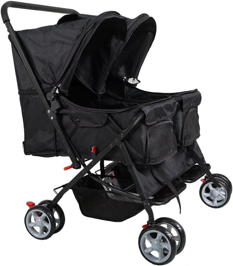 Cochecito de mascota plegable doble perro gato carro de viaje, varios colores
