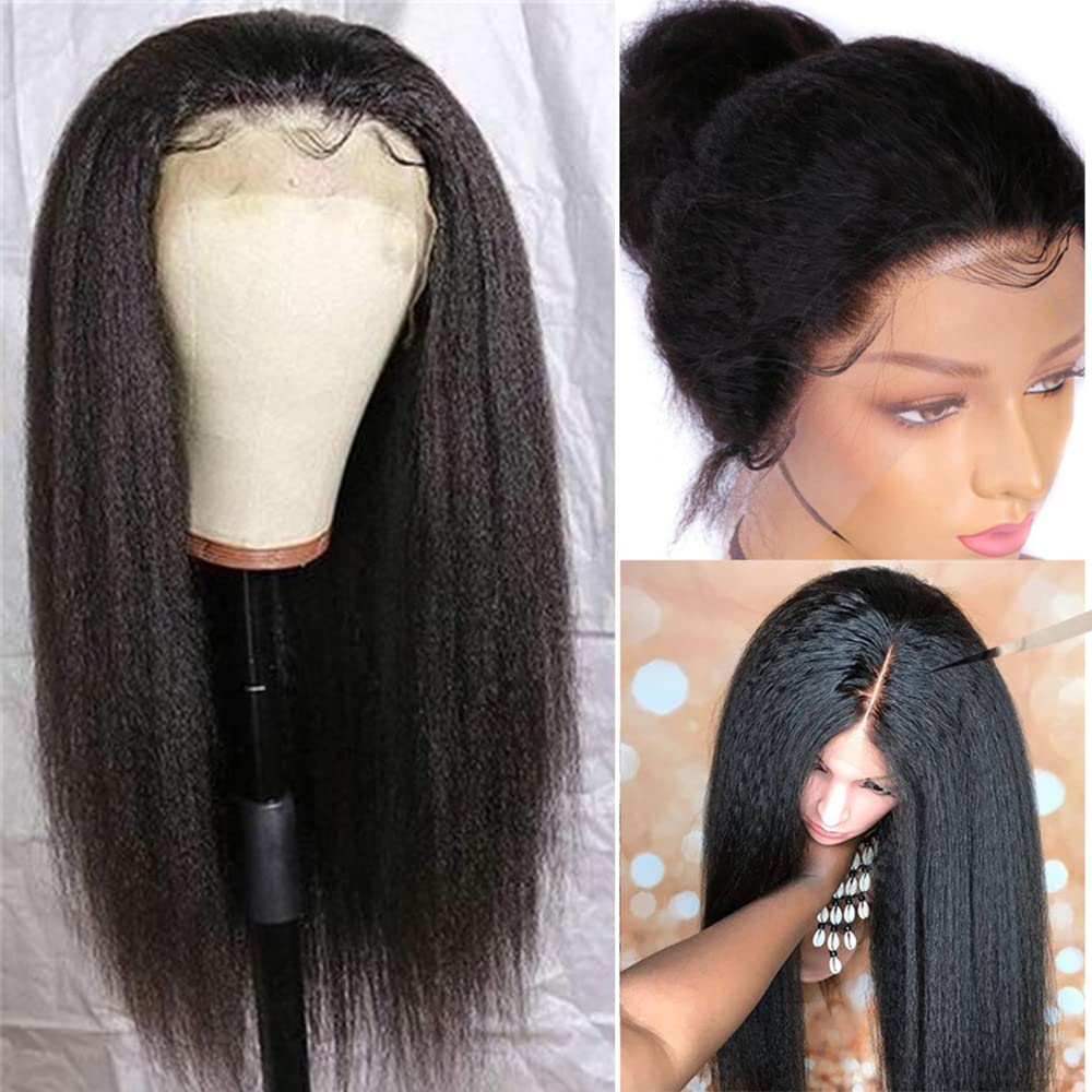Maxine Pelucas de cabello humano virgen brasileño lacio de 26 pulgadas con encaje frontal, prearrancado de 13×4, peluca de cabello humano lacio tipo