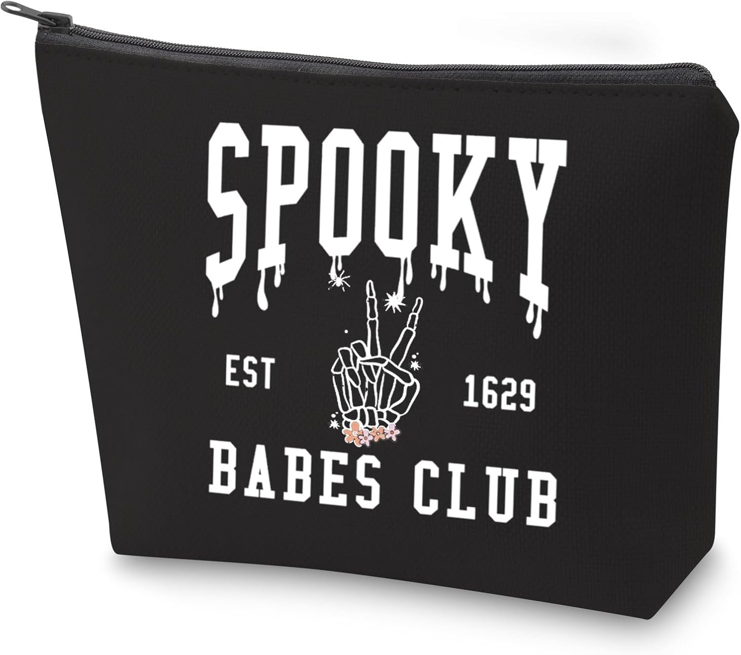 ZJXHPO Spooky Babe Club Bolsa de cosméticos para fiesta de Halloween, regalo de esqueleto de mano, bolsa de maquillaje con cremallera, kit de