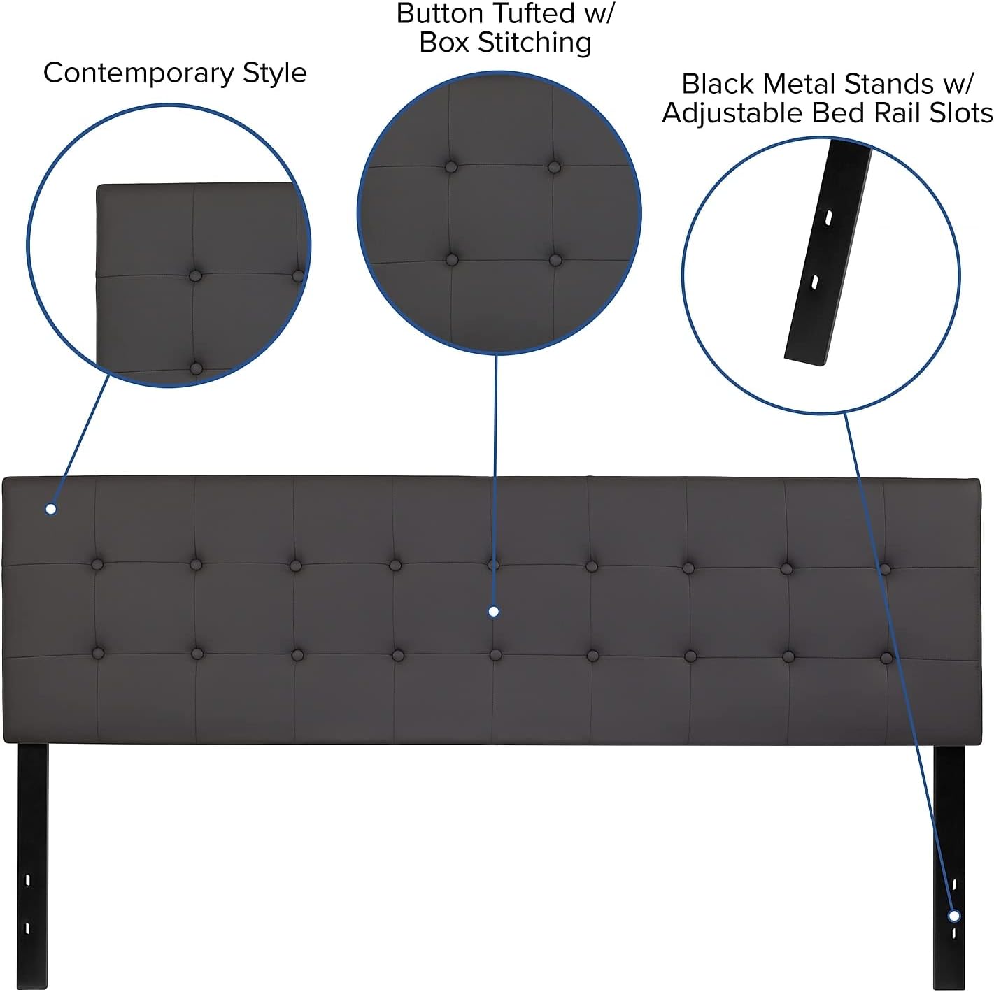 Flash Furniture Bedford – Cabecero de cama doble tapizado con ribete de uñas en tela beige