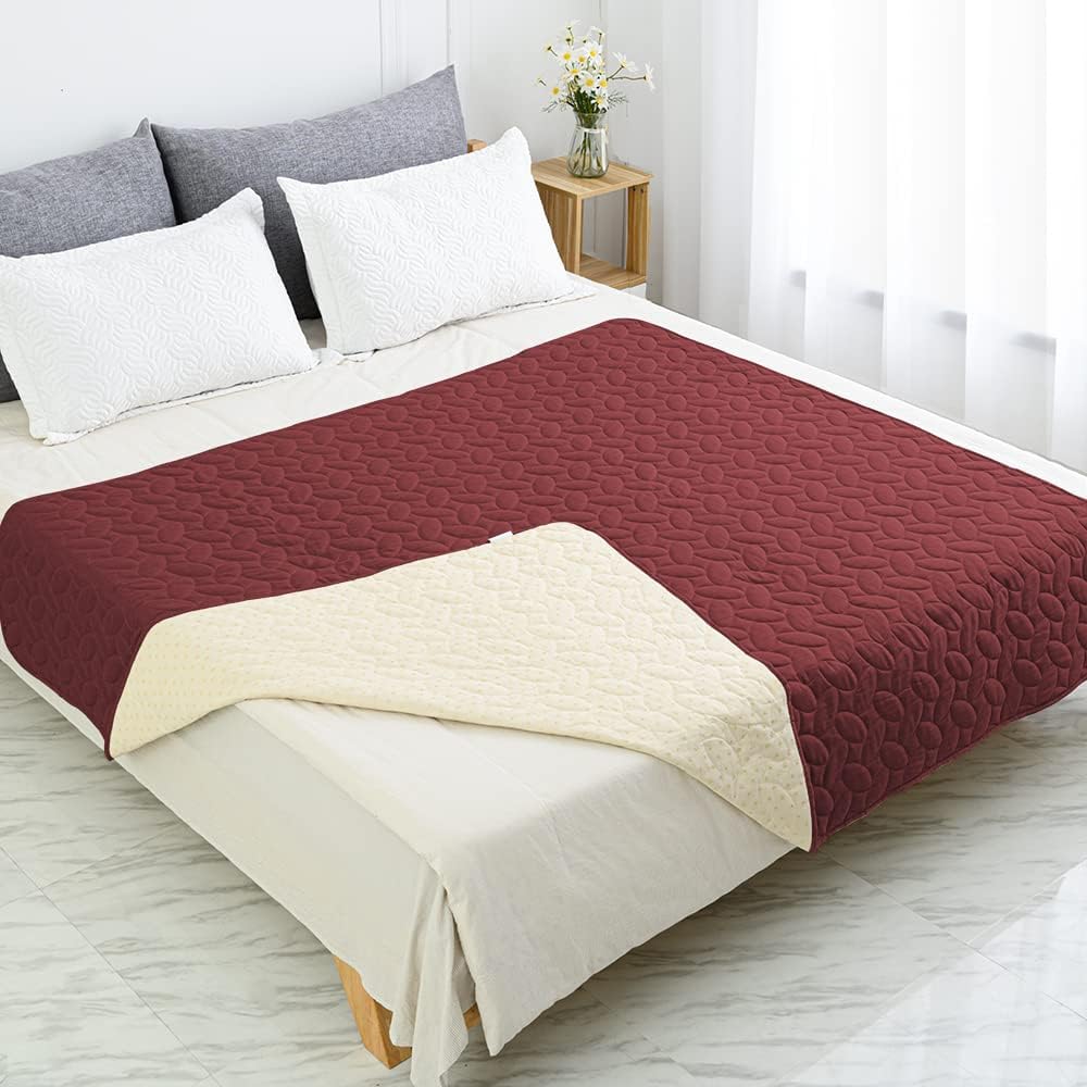 Ameritex Funda de cama para mascotas, manta para cama de perro, para sofá y muebles, impermeable, nuevo diseño de patrón (68 x 82 pulgadas, borgoña)