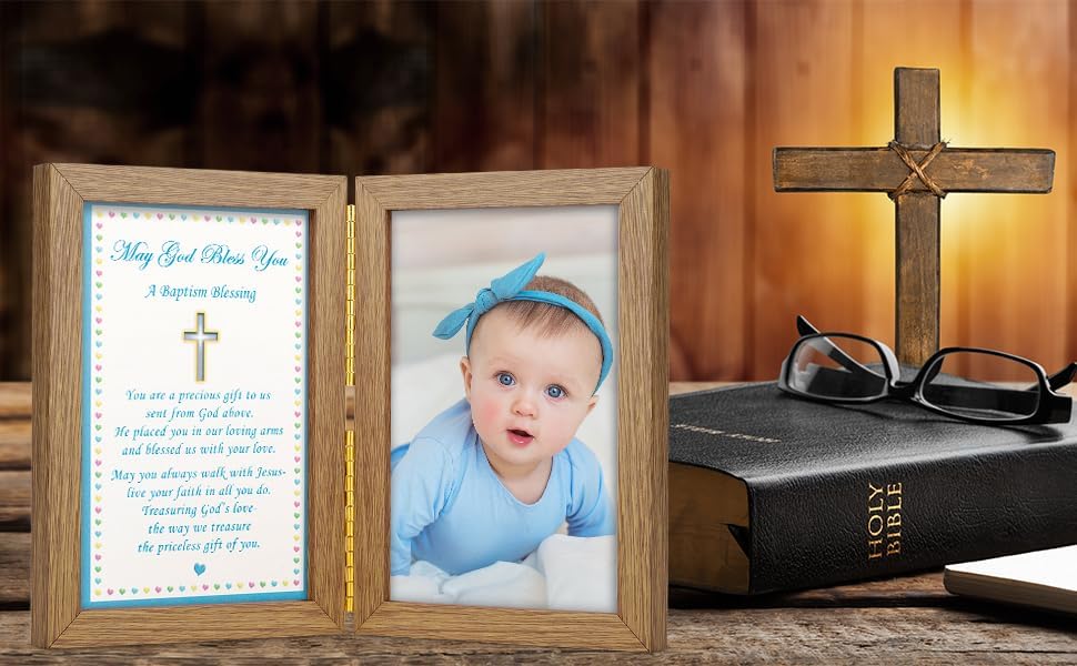 Marco de fotos de bautismo para bebés, marco de fotos de bautismo para niños, marco de recuerdo de bautizo, regalos de bautismo de bebé, capacidad