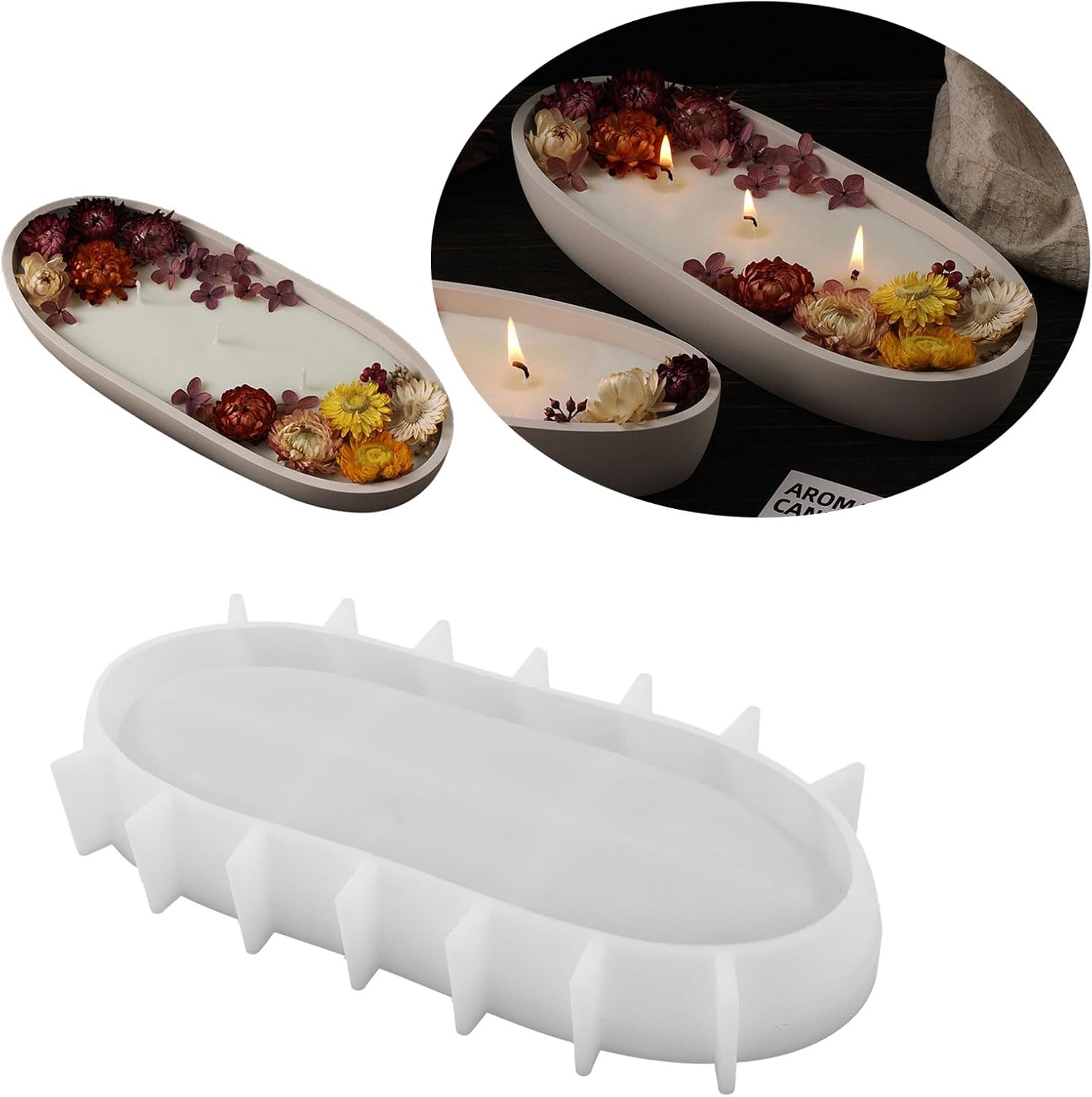 Molde de bandeja de almacenamiento de bricolaje Molde simple de barcos de resina Molde de contenedor de yeso Molde de contenedor de yeso DIY Plato