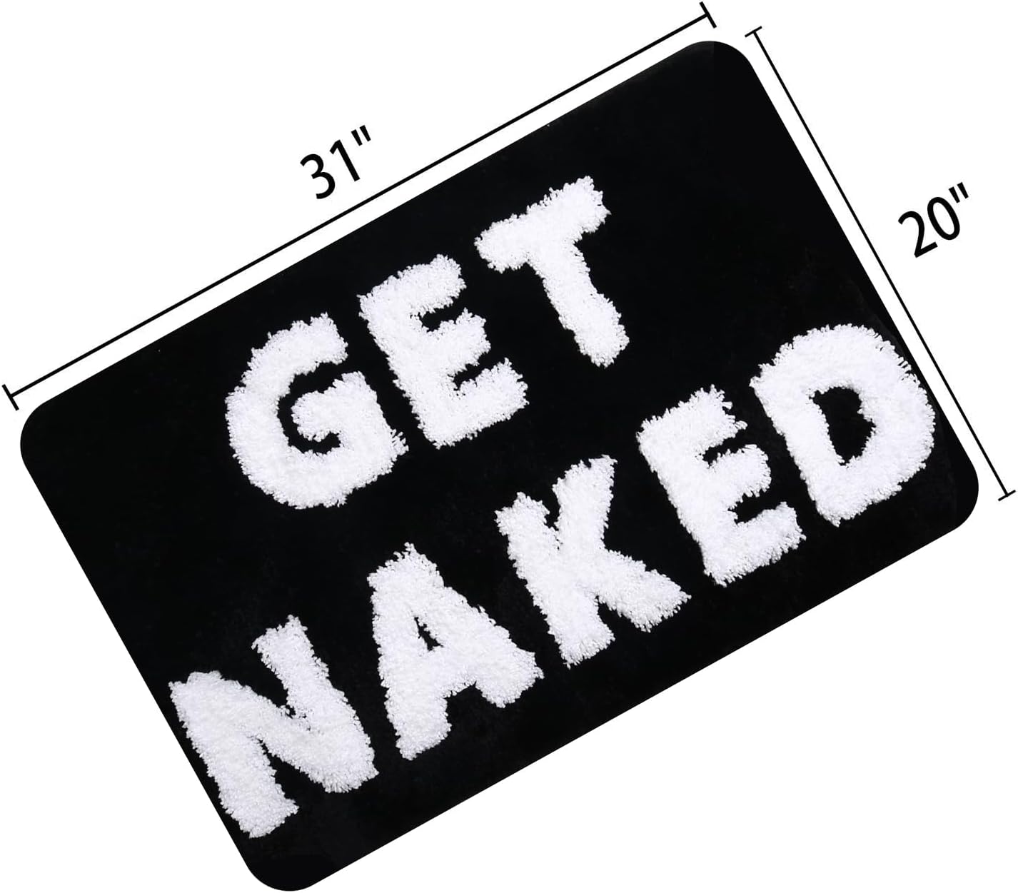 Hi Space Alfombra de baño con texto en inglés Get Nake, de 30 x 20 pulgadas, divertida, antideslizante, absorbente, de microfibra suave, color