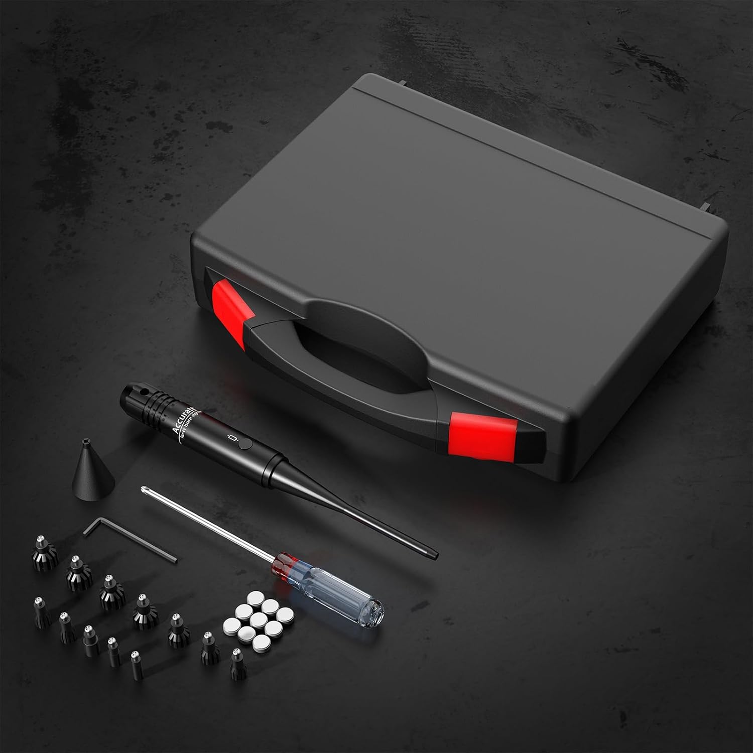 Kit de visión de perforación verderojo láser Boresighter con interruptor de botón para.17 a 12GA Calibre Rifles Pistola, mira láser roja