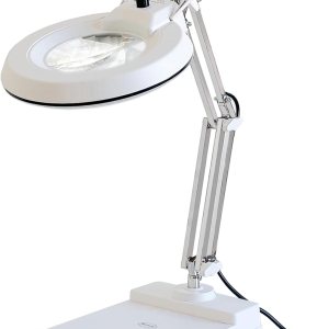 Gynnx Lámpara de aumento LED, lámpara de escritorio con lupa regulable 10X, lente de lupa de 5 pulgadas con 120 LED brillantes, base de soporte Gynnx Lámpara de aumento LED, lámpara de escritorio con lupa regulable 10X, lente de lupa de 5 pulgadas con 120 LED brillantes, base de soporte