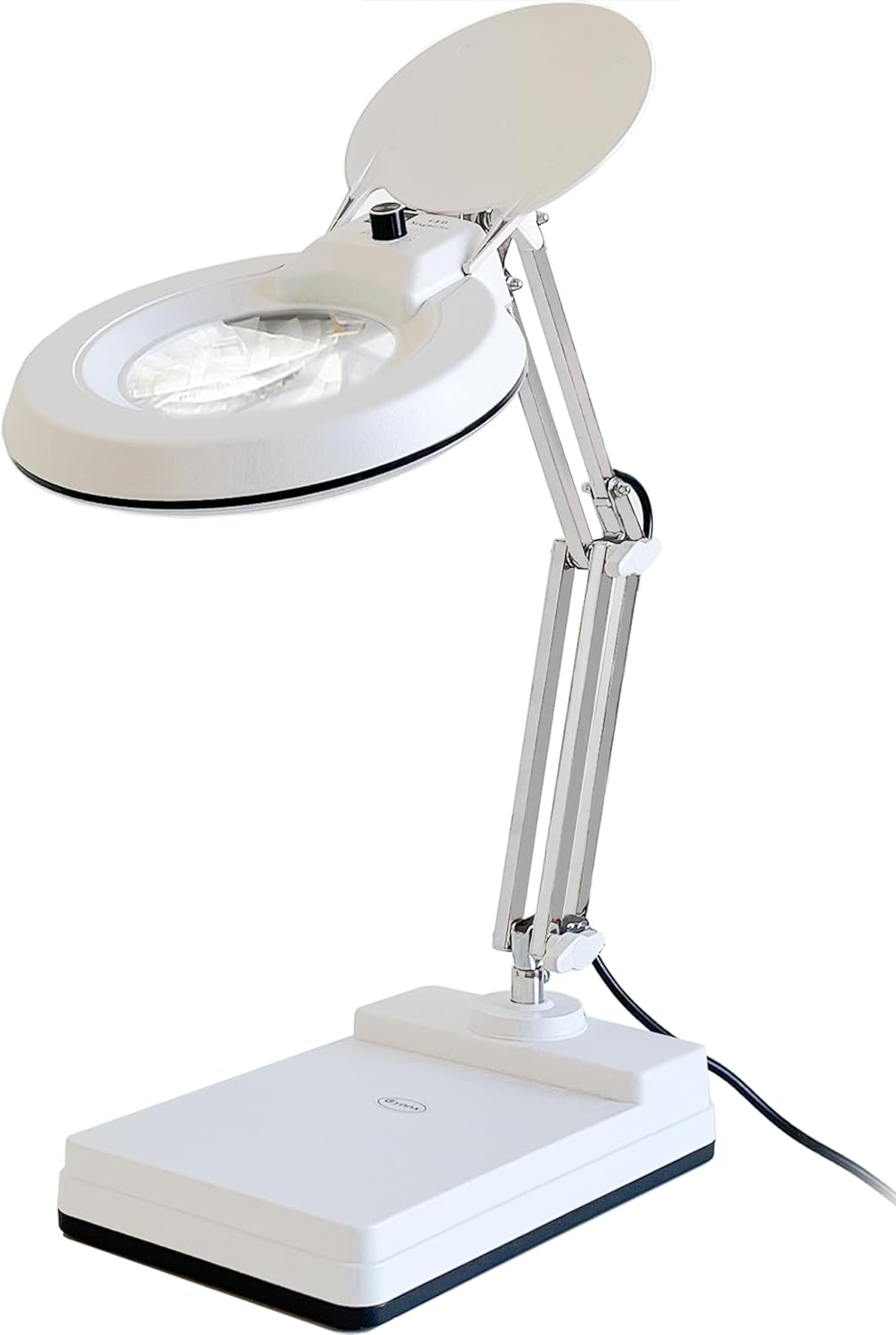 Gynnx Lámpara de aumento LED, lámpara de escritorio con lupa regulable 10X, lente de lupa de 5 pulgadas con 120 LED brillantes, base de soporte