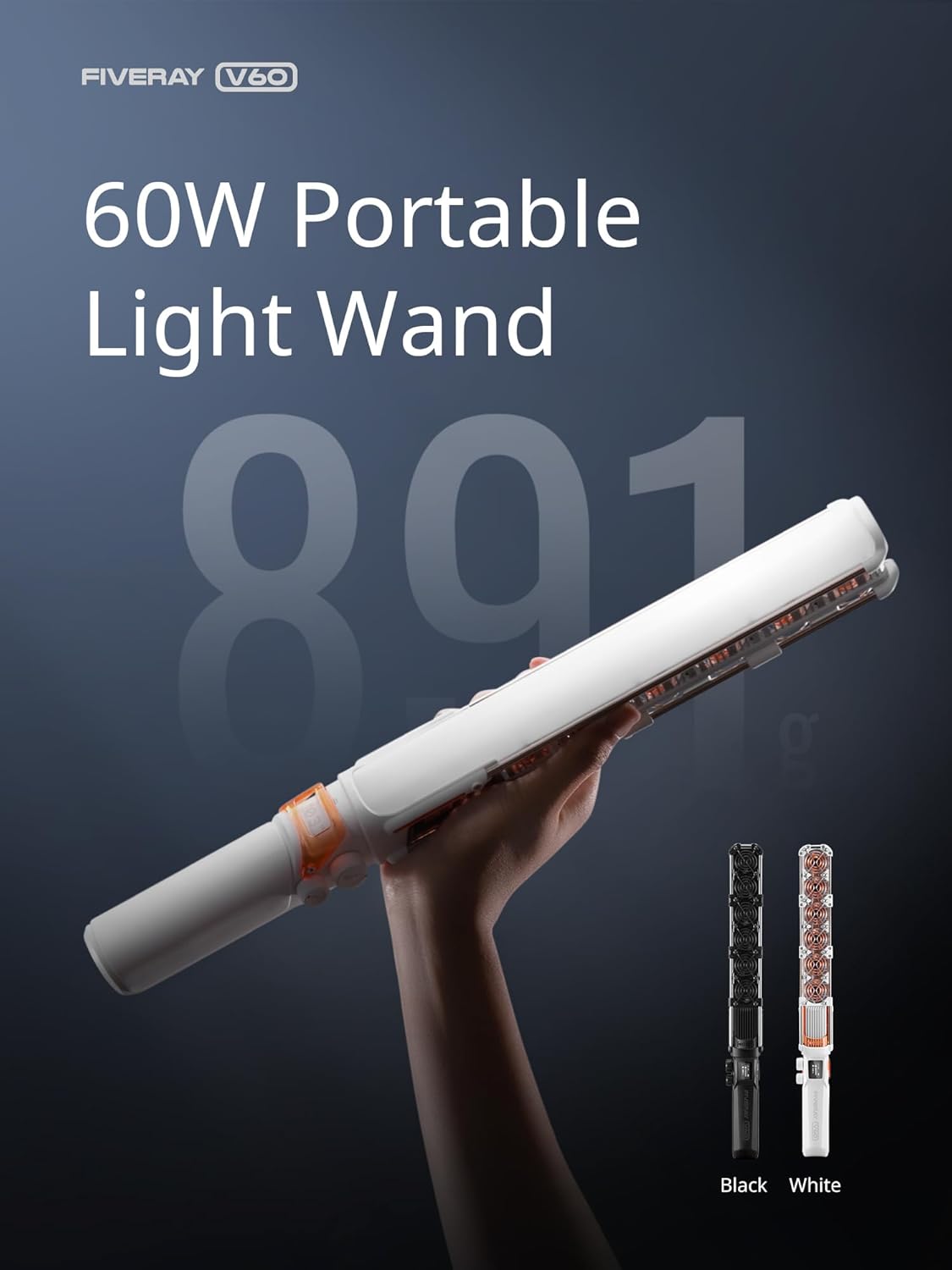 ZHIYUN V60 – Combo de varitas de luz de video, portátil de 60 W LED regulable, iluminación de fotografía de mano para estudio fotográfico,