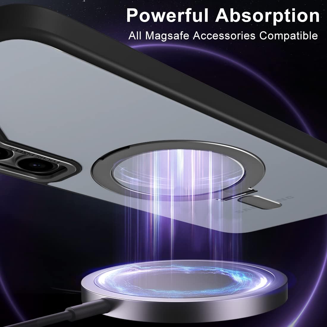 MALEWOLF Funda magnética para Samsung Galaxy S23 Plus compatible con Magsafe, soporte magnético protector de lente de cámara parte trasera