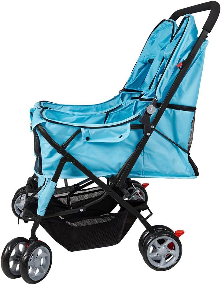 Cochecito de mascota plegable doble perro gato carro de viaje, varios colores