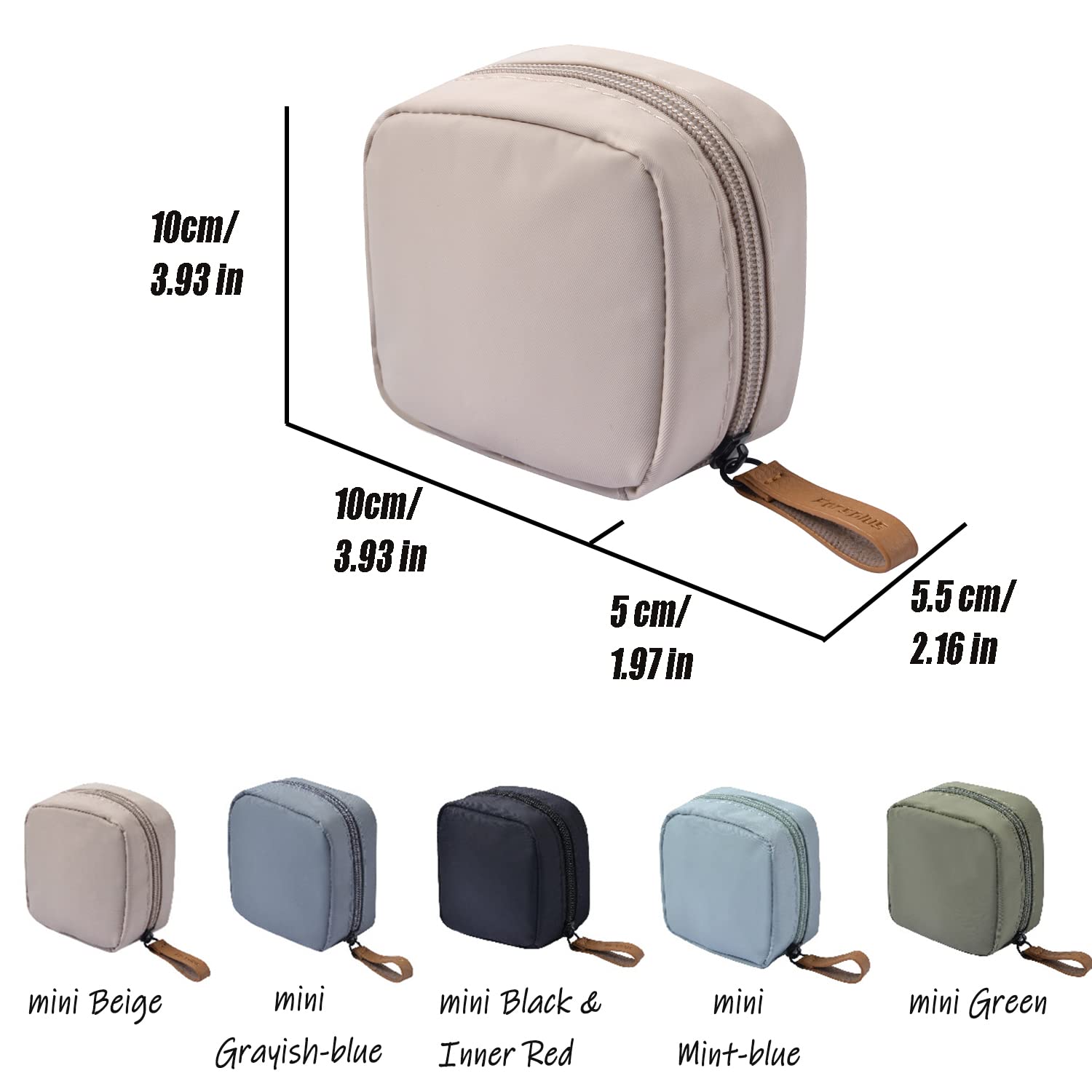 Hekyip Mini bolsa de cosméticos, bolsa de maquillaje de viaje, bolsa portátil impermeable para cosméticos para niñas y mujeres, mini (beige mini)