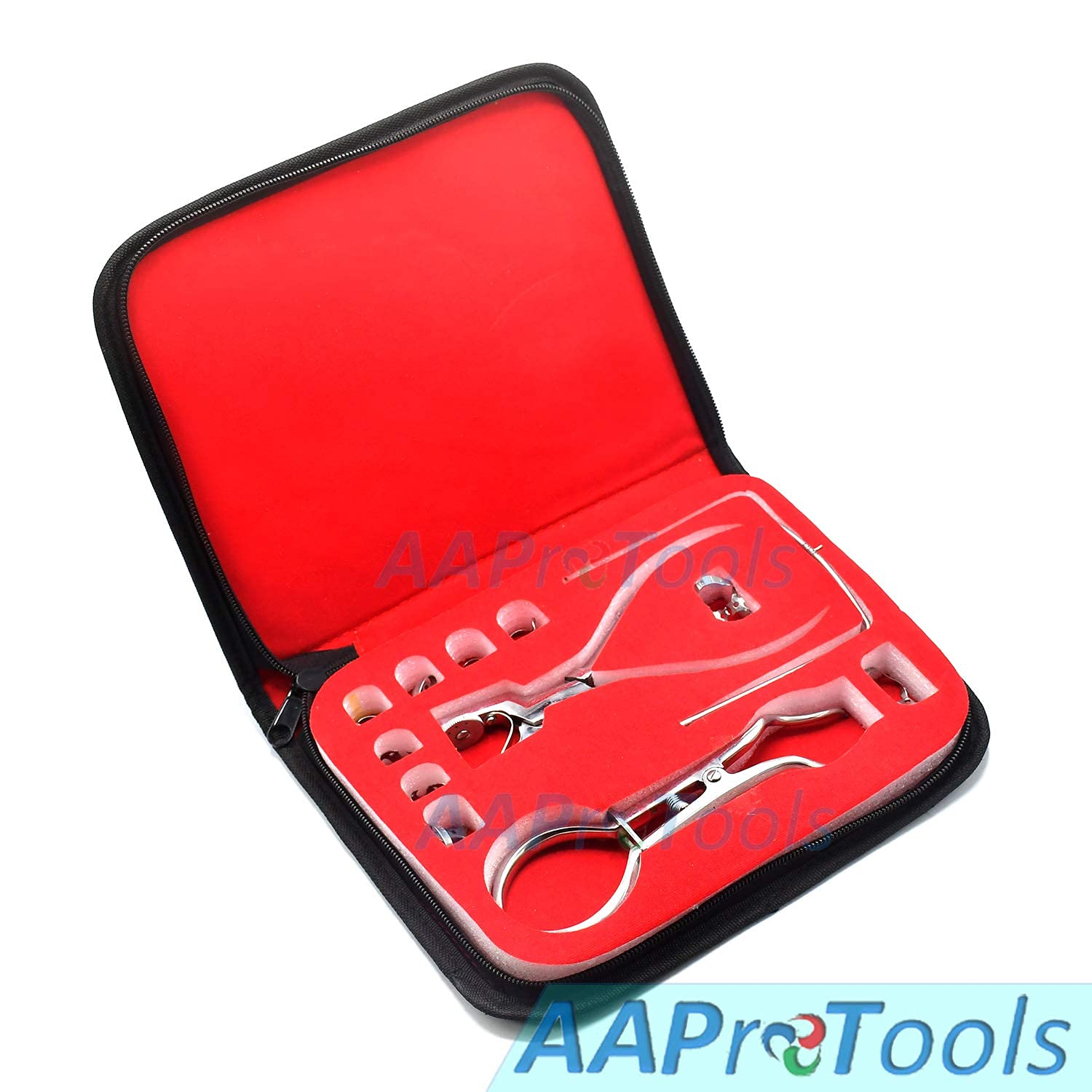 AAProTools 12 unidsset Dental Endodontic Clamp Puncher Abrazaderas Pinzas Marco Puncher Dental Agujero Dentista Herramientas DN-2207