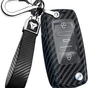 ontto Funda para llavero VW, diseño de carbono, antiarañazos, compatible con Volkswagen Jetta Golf Polo MK6 Passat Tiguan Beetle, color negro ontto Funda para llavero VW, diseño de carbono, antiarañazos, compatible con Volkswagen Jetta Golf Polo MK6 Passat Tiguan Beetle, color negro