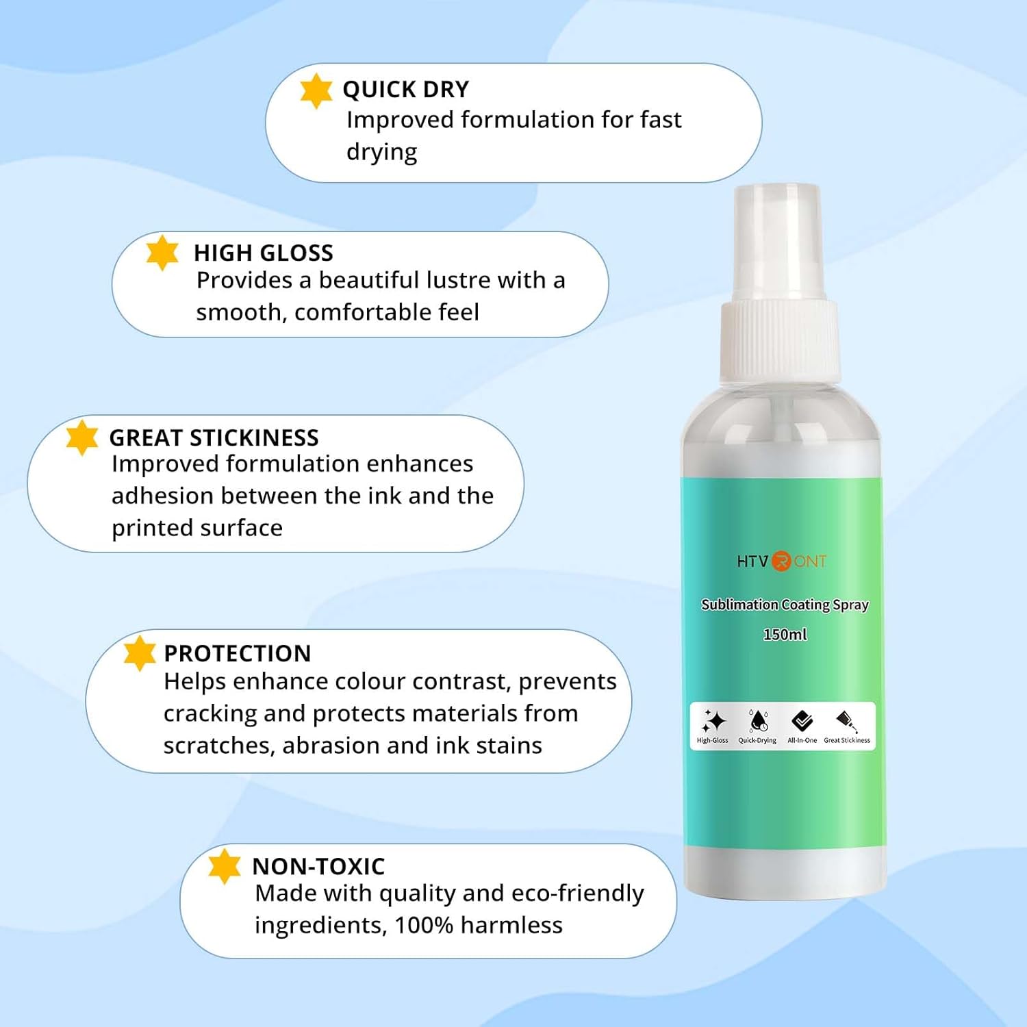 HTVRONT Spray de revestimiento de sublimación para camisas de algodón de 2 x 5.1 fl oz, espray de sublimación para todas las telas, lienzos,