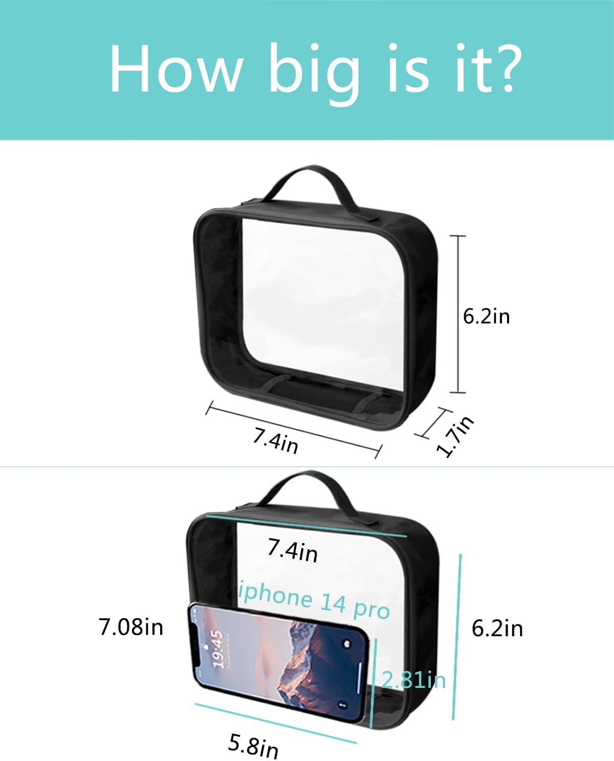 Bolsa de aseo aprobada por la TSA, bolsas de viaje transparentes con asa para artículos de tocador y maquillaje, bolsas de viaje transparentes