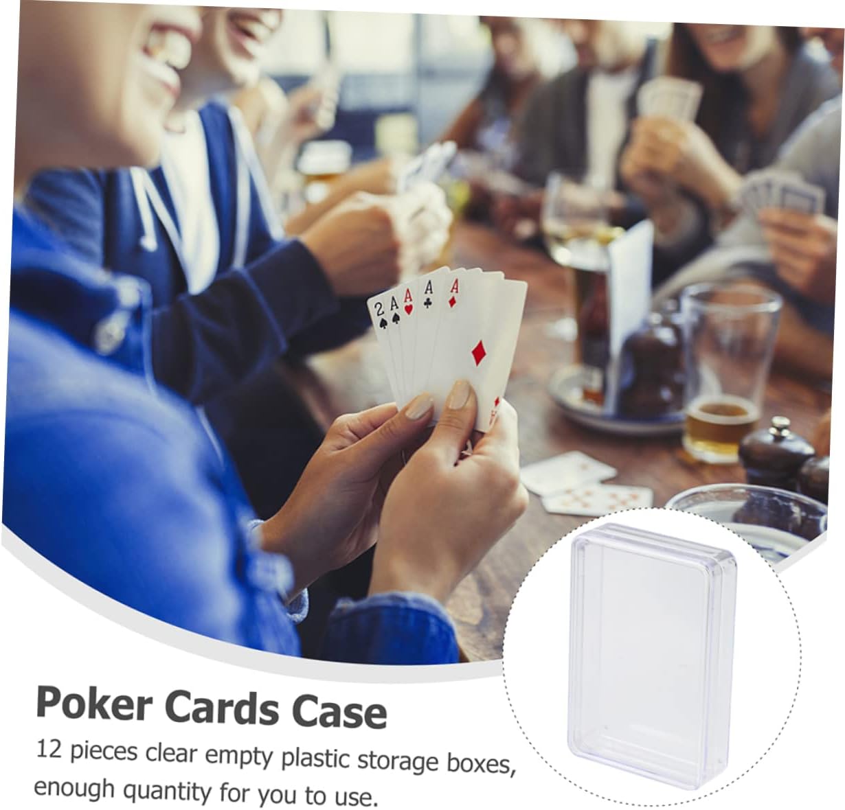 TOYANDONA 12 piezas transparentes para jugar carcasas de cubierta organizador de tarjetas, estuche de píldoras vacías de arte de póquer, accesorios