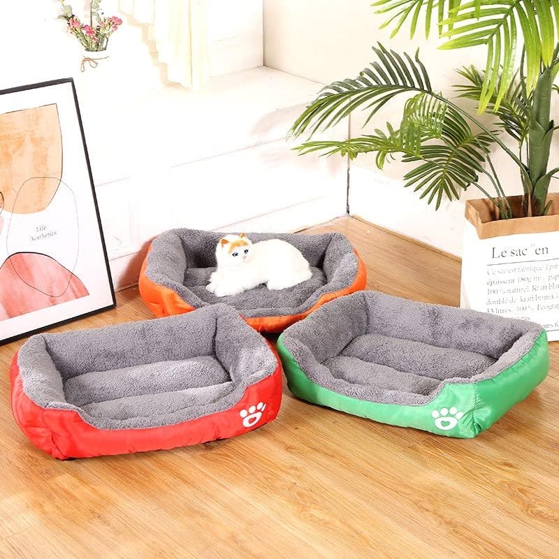Cama para perro para mascotas, forro polar suave, camas cálidas para perros y gatos pequeños (pequeña, naranja)