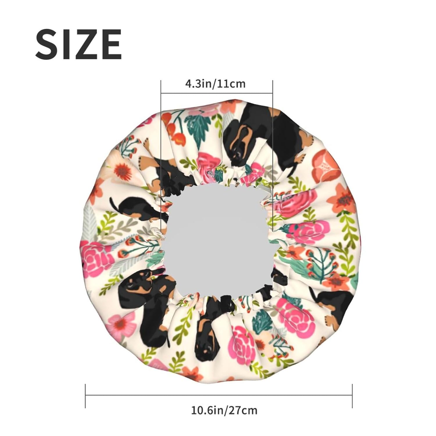 Gorro de ducha floral para mujer, elástico y reutilizable, doble capa impermeable