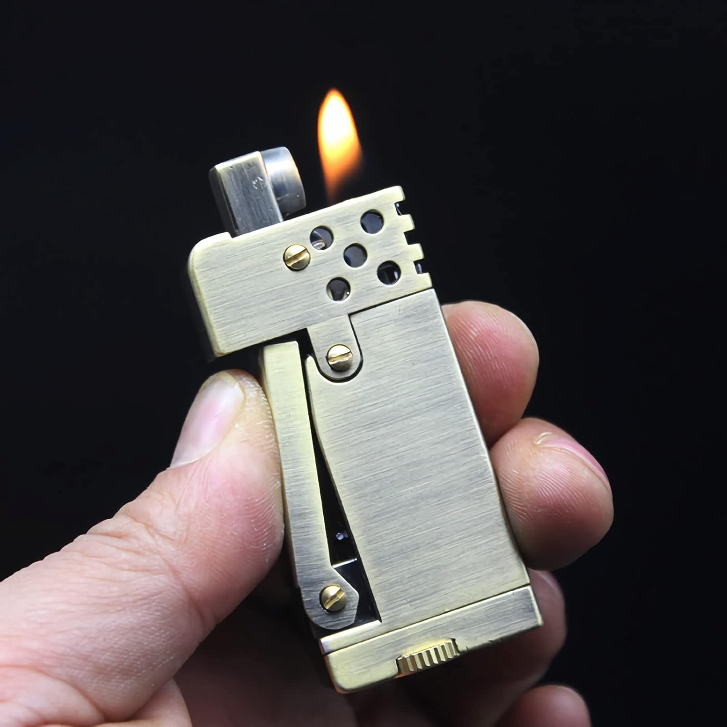 Encendedor vintage antiguo, reutilizable, resistente al viento, encendedor de cigarrillos divertidos para fumar, encendedor de queroseno de metal
